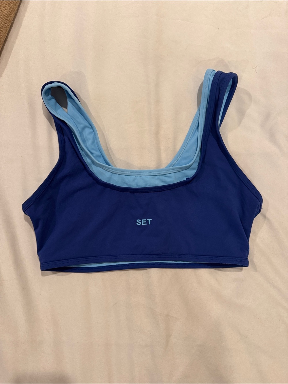 SET Active Airluxe Women’s Betta Scoop Sports Bra - Navy & Light Blue